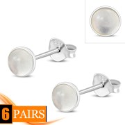 Rose Quartz Round Sterling Silver Stud Earrings, e440st